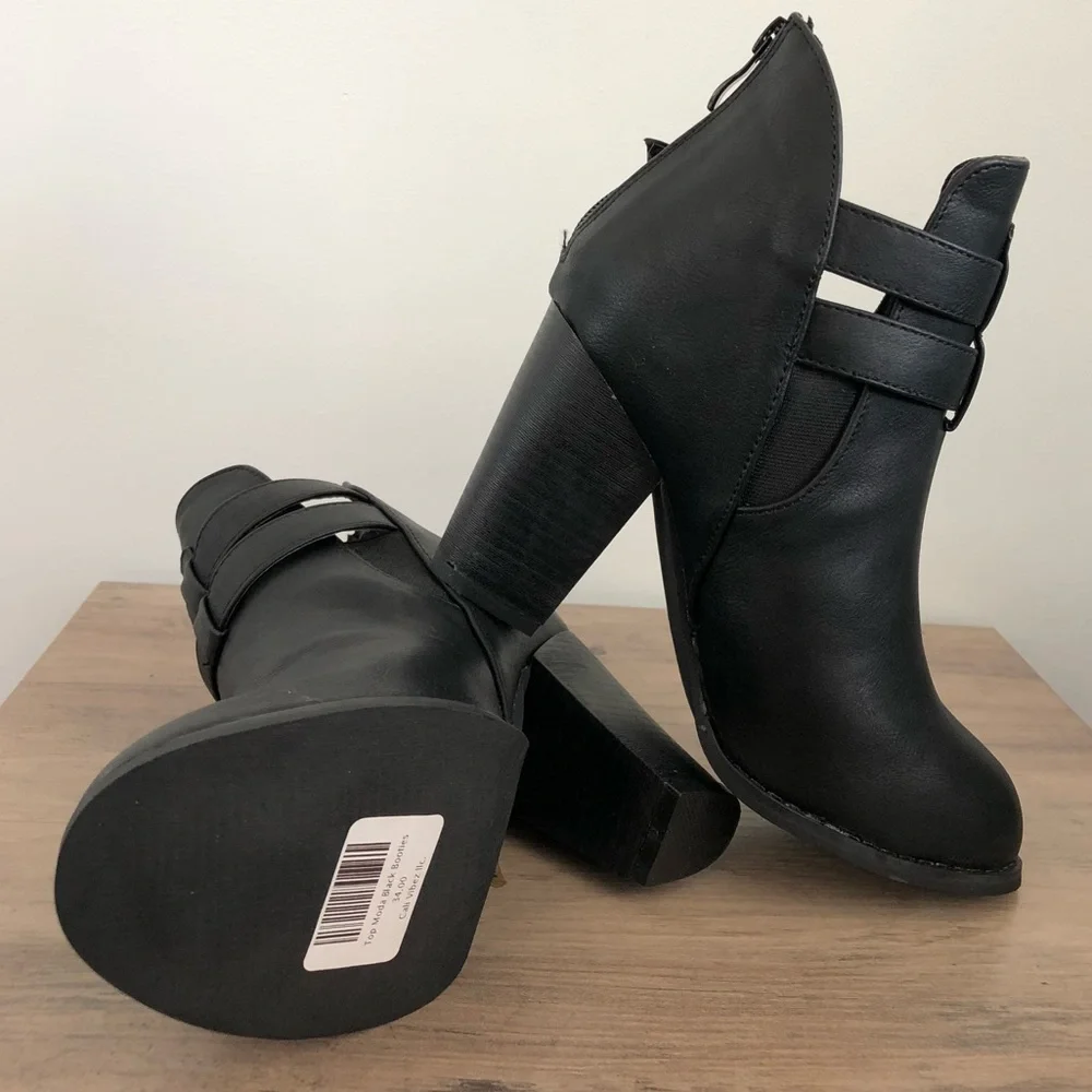 TOP Moda Black Heeled Booties - Picture 2 of 9